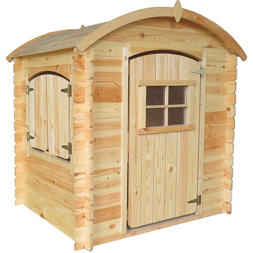 Timbela Zunanja otroška hiška, 19 mm deske - Lesena igralna hiška s podom V145 x 112 x 146 cm / 1,1 m2 - M505, naravni les, (21884931) Cene