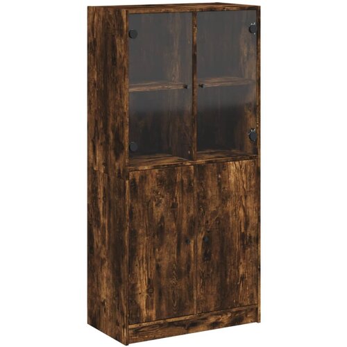 Maison Chic Visoka omara - Komoda - Predalnik z vrati dimljeni hrast 68x37x142 cm inženirski les, (21722773) Slike
