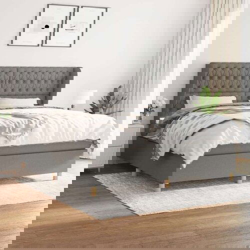  Box spring postelja z vzmetnico temno siva 180x200 cm blago, (20761093) Slike