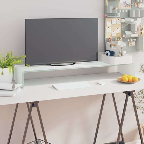 vidaXL Stalak za TV /Monitor Staklo Bijeli 100x30x13 cm Cene