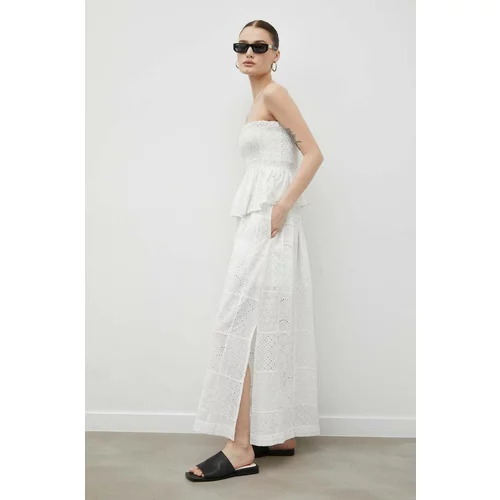 Birgitte Herskind Pamučna suknja boja: bijela, maxi, širi se prema dolje