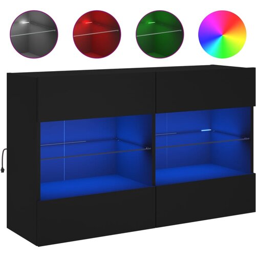 vidaXL Stenska TV omarica z LED lučkami črna 98,5x30x60,5 cm, (20977903) Cene