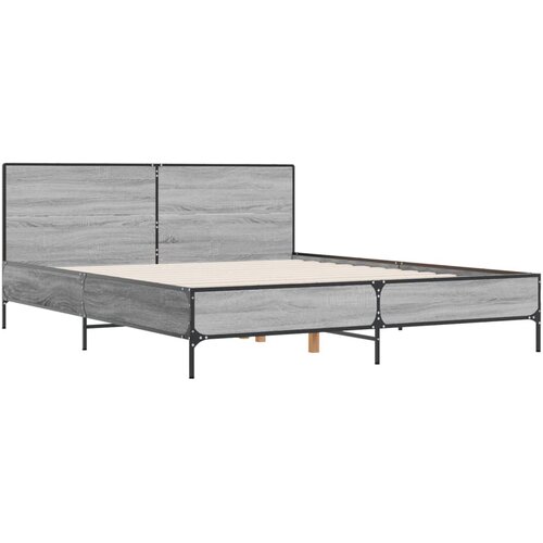  Okvir kreveta boja hrasta 120x200 cm konstruirano drvo i metal Siva 120 x 200 cm Slike