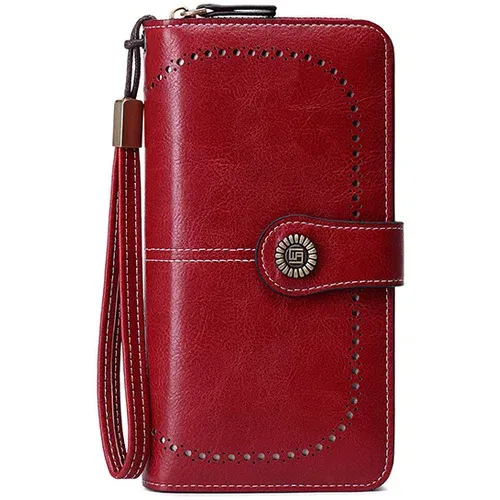INF PU retro zadrga, dolga denarnica z držalom za kartico RFID Red, (21275409)