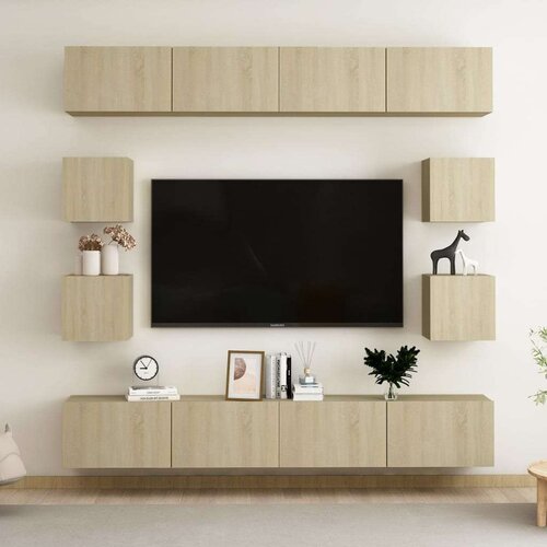  8-dijelni set TV ormarića boja hrasta sonome od iverice Cijene