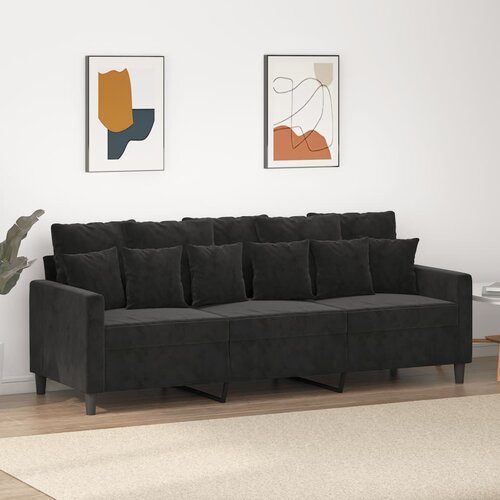 vidaXL Kavč trosed črn 180 cm žamet Cene
