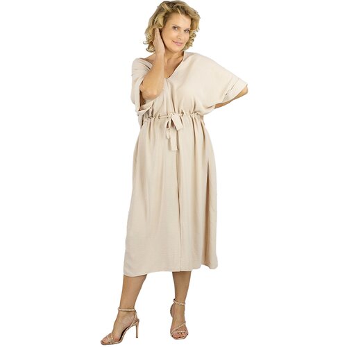 Pri Oversize dress with belt and V neckline SOPHIA Slike
