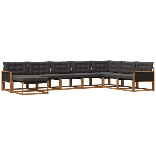 vidaXL Zunanja garnitura za sedenje z blazino 8 pcs Naravna in črna, (5000273521) Cene
