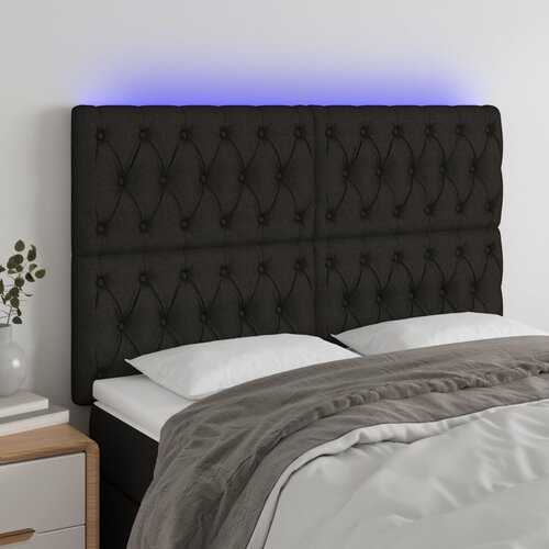 vidaXL LED uzglavlje crno 144x7x118/128 cm od tkanine Cijene