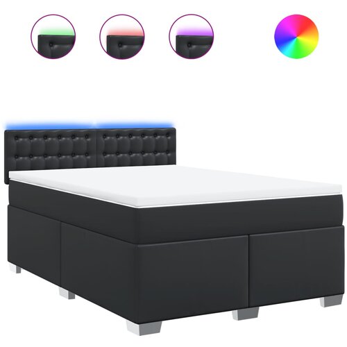 Maison Chic Box spring postelja - Vzmetna postelja z vzmetnico črn 140x200 cm umetno usnje SL23788, (21890614) Cene