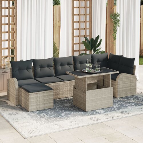 VidaXL 8 Delni Vrtni Sofa Set z Blazinami Svetlo Siva Poli Ratan Slike