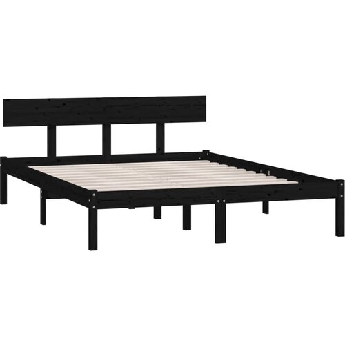  Okvir za krevet crni masivno drvo 120 x 190 cm mali bračni Slike