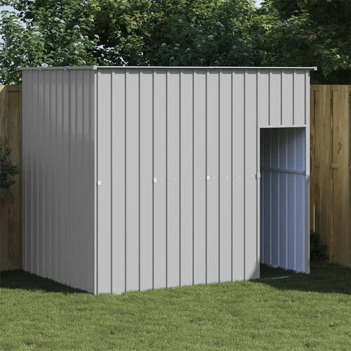 VidaXL Kućica za pse s krovom svjetlosiva 214 x 153 x 181 cm čelična Slike