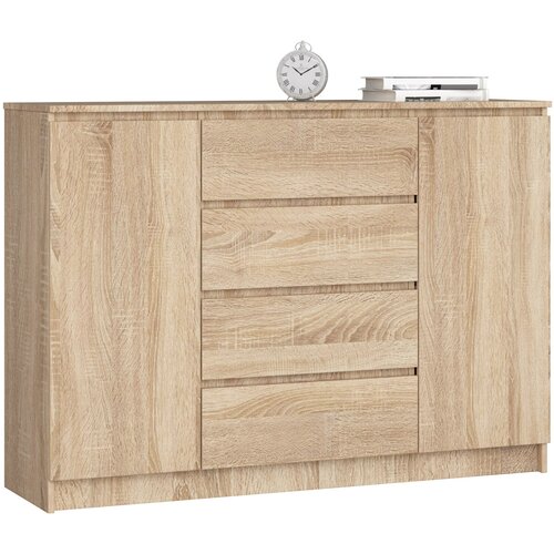 AKORD Komoda, 2 Vrata In 4 Predali, Hrast Sonoma, (5000332150) Cene