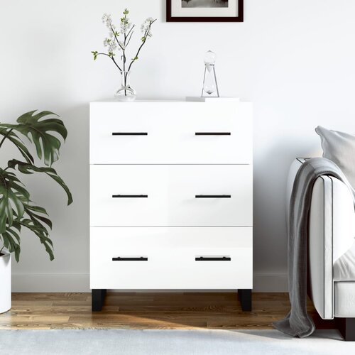 vidaXL Komoda visok sijaj bela 69,5x34x90 cm inženirski les Cene