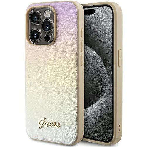 Guess SAFFIANO OVITEK IRIDESCENT SCRIPTE ZA IPHONE 15 PRO GOLD CASE COVER, (21833273) Cene