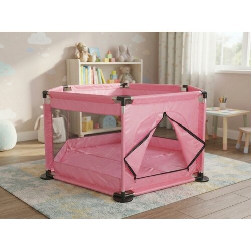 Delunaro dečija ogradica &amp;scaron;estougaona 128x110x65cm ( KLK2606-Pink ) Slike