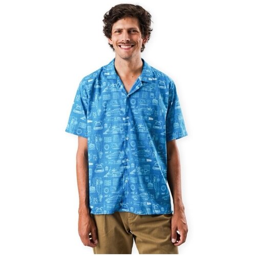 Brava Fabrics Srajce z dolgimi rokavi BTTF Aloha Shirt - Navy Modra Slike