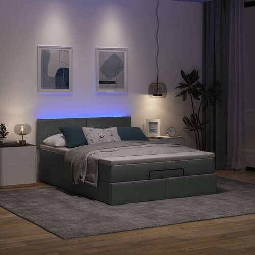 vidaXL Otomanska postelja z vzmetnico siv 140x190 cm blago Cene