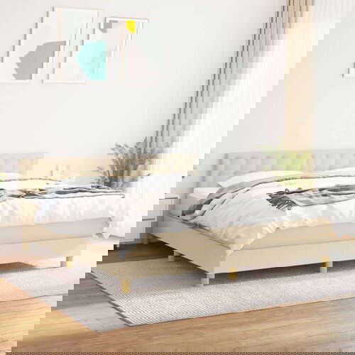  Krevet s oprugama i madracem krem 160x200 cm od tkanine Cene