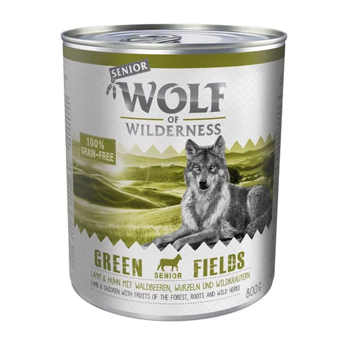 Wolf of Wilderness Ekonomično pakiranje: 24 x 800 g - Senior Mix: Green Fields, Wild Hills