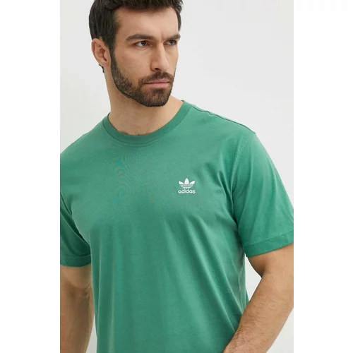 Adidas Bombažna kratka majica moška, zelena barva, IN0671