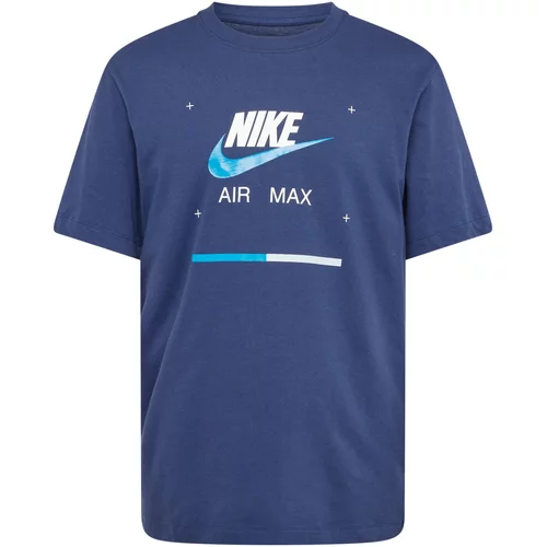 Nike Sportswear Majica mornarska / svetlo modra / bela