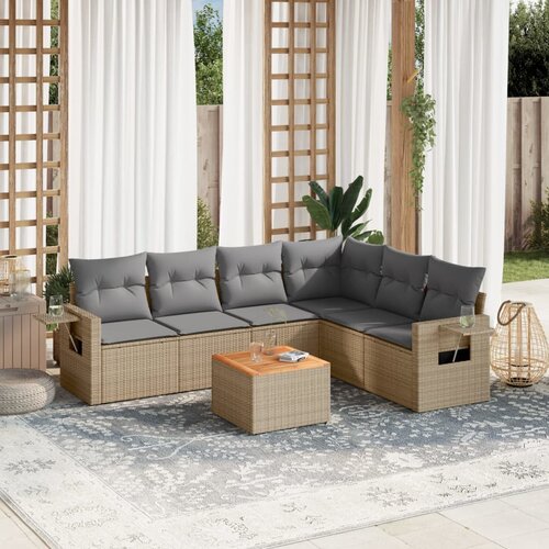 vidaXL 7-dijelni set vrtnih sofa s jastucima bež od poliratana Cijene