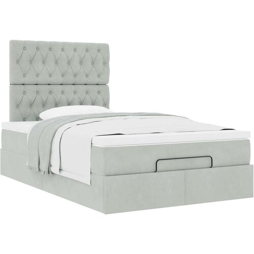 vidaXL Okvir za krevet s madracima svjetlosivi 120x190 cm bar&scaron;unasti Cijene