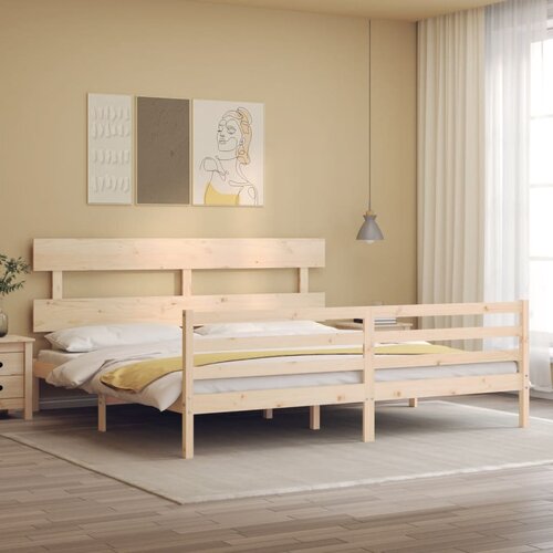 vidaXL Posteljni okvir z vzglavjem 200x200 cm trden les Cene