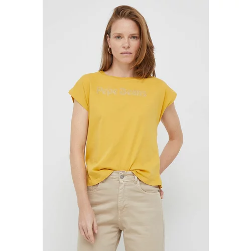 Pepe Jeans Pamučna majica boja: žuta