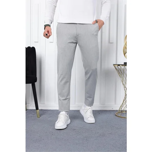 Dewberry 36197 Ids Slim Fit Lycra Fabric Mens Trousers-LIGHT GREY