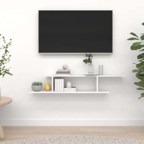  TV polica bijela 125 x 18 x 23 cm od iverice Slike