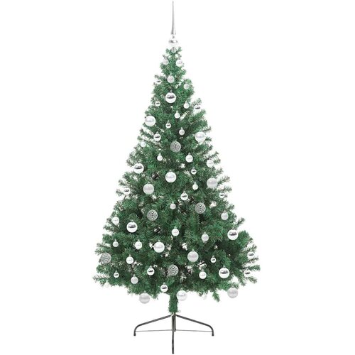 VidaXL Umjetno predsvijetljeno božićno drvce Zelena 180 cm PVC Slike
