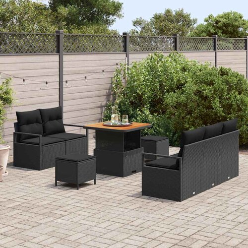  Sjedeća garnitura za vrt 8 kom. Crna poliratan 175 x 62 x 85 cm Slike