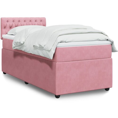 vidaXL Box spring postelja z vzmetnico roza 90x200 cm žamet Cene