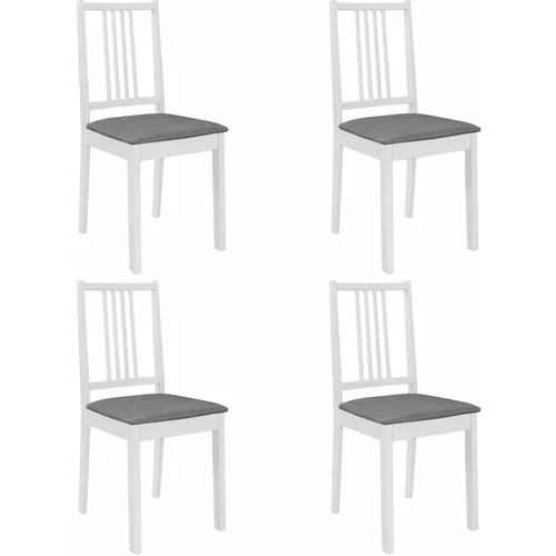  Blagovaonske stolice od masivnog drva s jastucima 4 kom bijele