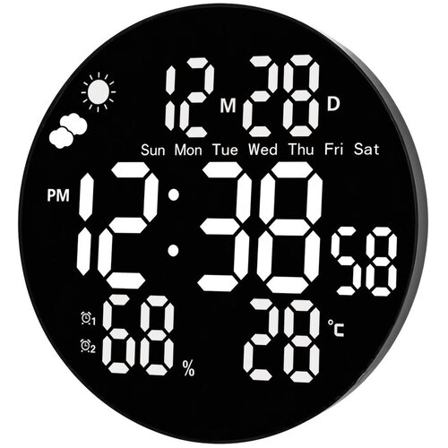 LEAN 31096 digitalni LED zidni sat 25,5 cm &amp;ndash; temperatura, vlaga, datum, alarm i daljinski upravljač Slike