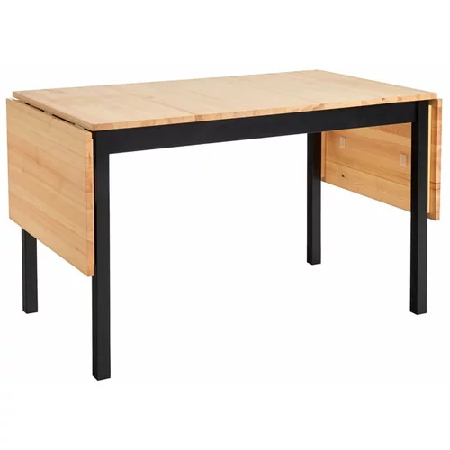 Bonami Essentials sklopivi blagovaonski stol od borovine s crnom konstrukcijom Brisbane, 120 (200) x 70 cm