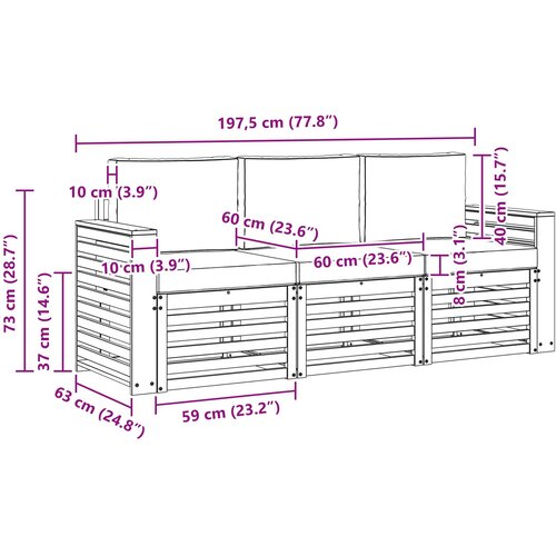  Setovi sofa 3 kom. Bijela i krem Poliester 197.5 x 63 x 73 cm Slike
