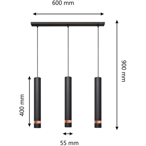  LED luster na sajli TUBA 3xGU10/4,8W/230V crna/bakrena Slike
