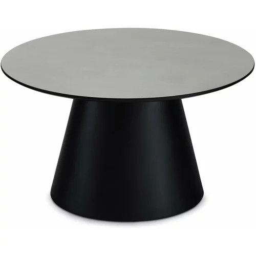 Furnhouse Črna/svetlo siva mizica z mizno ploščo v marmornem dekorju ø 80 cm Tango –