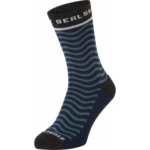 Sealskinz Rudham Mid Length Meteorological Active Sock Navy/Cream L/XL Kolesarske nogavice