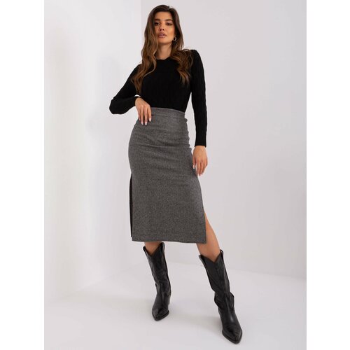 Fashion Hunters Black and grey women's midi skirt Slike