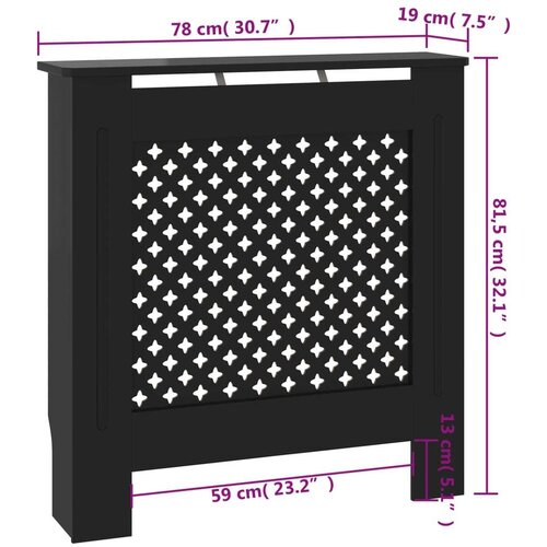 VidaXL pokrov za radijator mdf crni 78 cm Slike