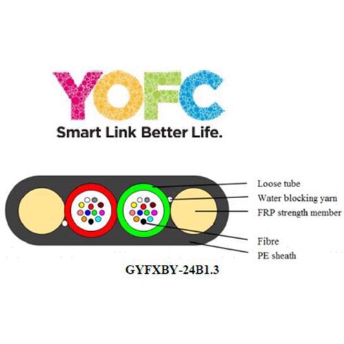 Lanplus YOFC Optički kabl 24FO 2km outdoor FTTx, Flat Drop, G652D, FRP, HDPE, loose tube Cene