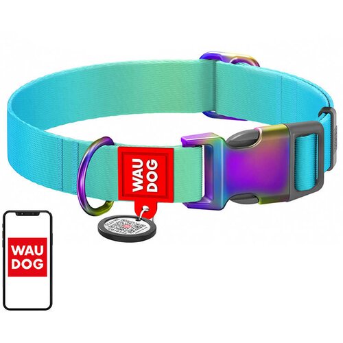 Wau dog Najlonska ovratnica s QR kodo za psa gradient, modra , velikost L, (21601379) Cene