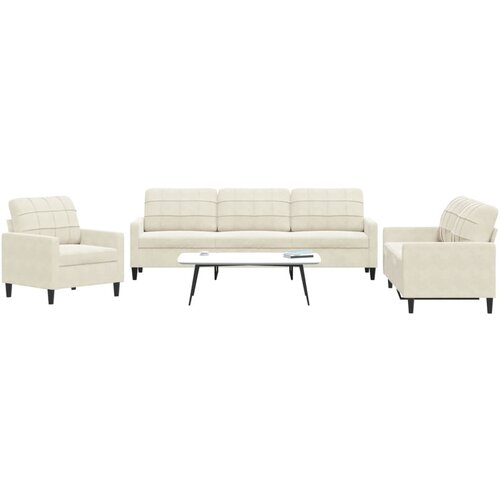 vidaXL 3-dijelni set sofa s jastucima krem baršunasti Cijene