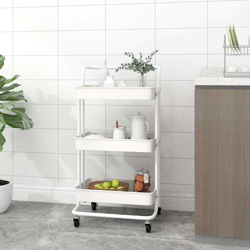  Kuhinjska kolica s 3 razine bijela 42x35x85 cm željezo i ABS Cijene