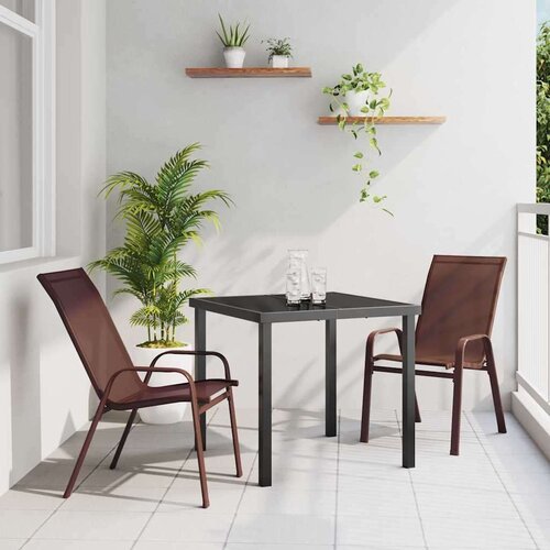  Vrtni set za objed 3 pcs Smeđa Textilene i čelik Slike